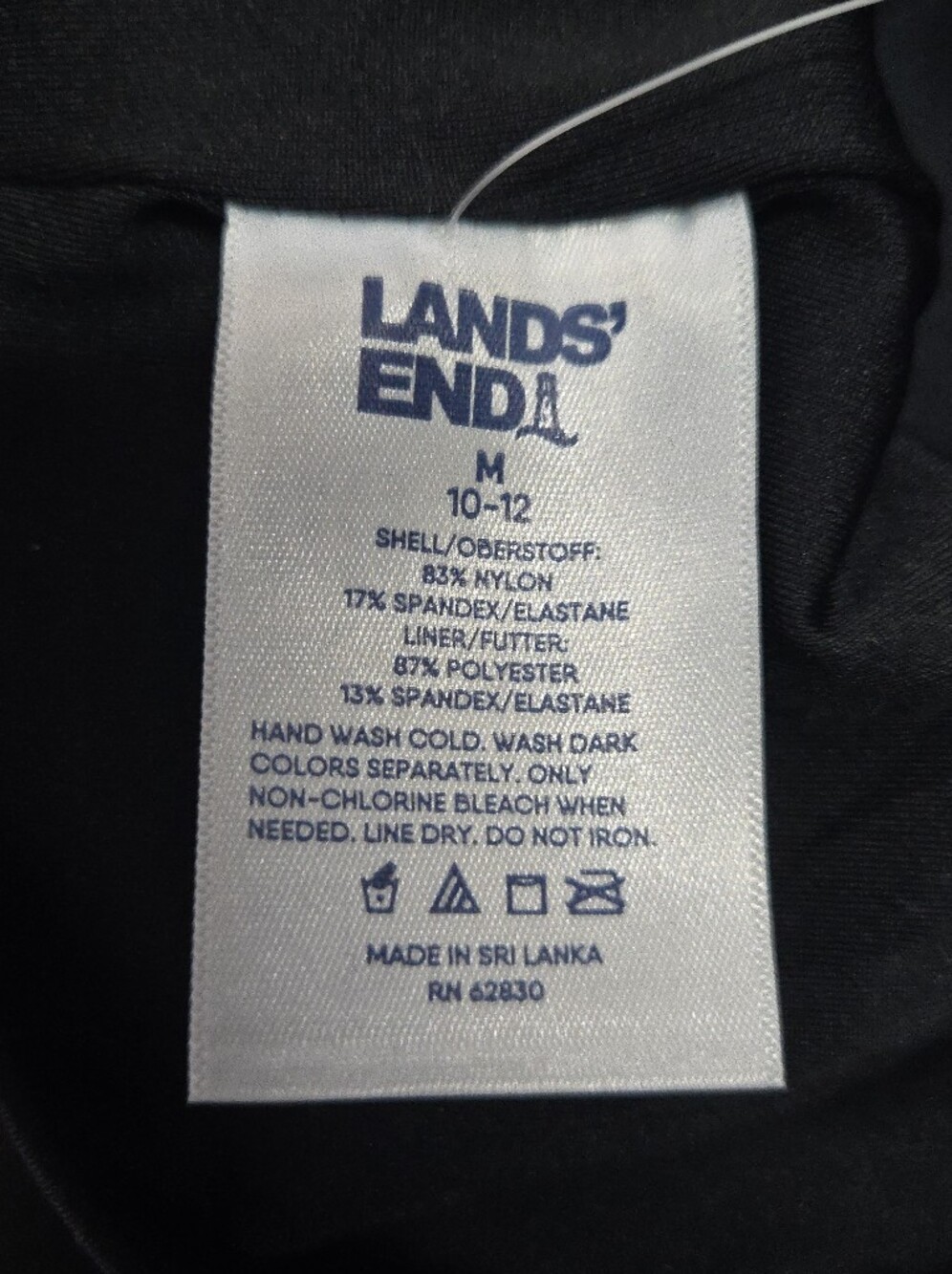 NWT Lands' End Swim Bottoms Black High Waist Size M 10-12 - Picture 3 of 4